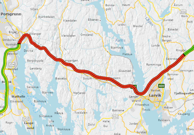 Køkaos på E18 etter ulykke i Porsgrunn - TV 2