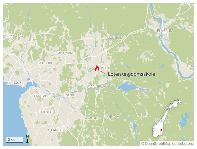 Løten ungdomsskole i full fyr: – Sprer seg - TV 2